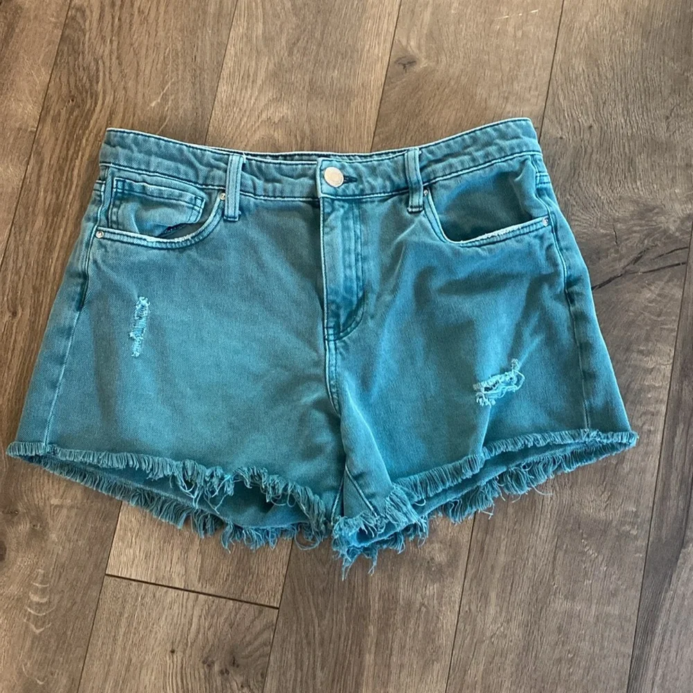 KUT Turquoise High Rise Jane Long Short Denim Size 8 Y11